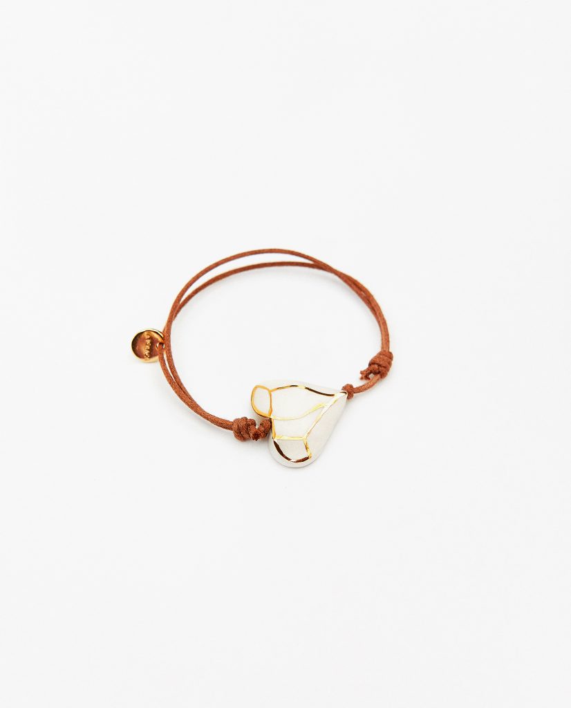 Pulsera cordón corazón FACETADO