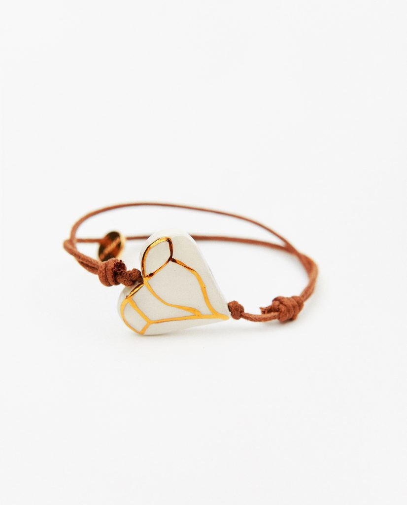 Pulsera cordón corazón FACETADO