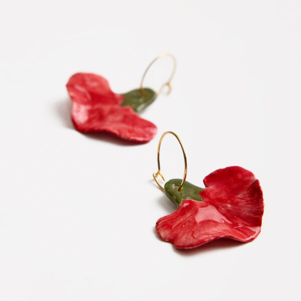 PENDIENTES ARO CLAVEL ROJO