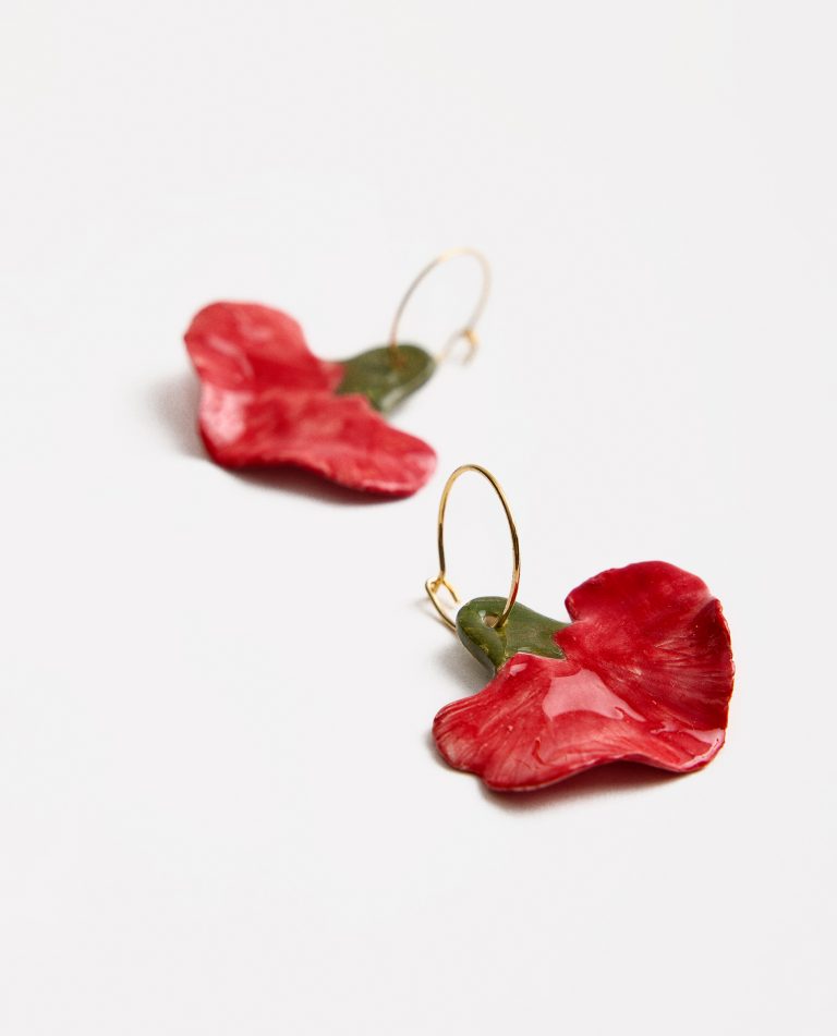 PENDIENTES ARO CLAVEL ROJO