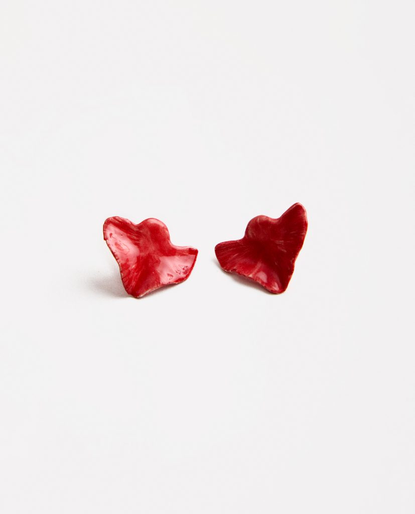 PENDIENTES HOJA CLAVEL ROJO