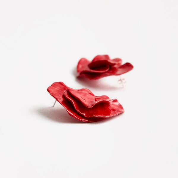 PENDIENTES HOJAS MAXI CLAVEL ROJO