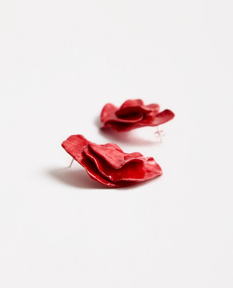 PENDIENTES HOJAS MAXI ROJOS