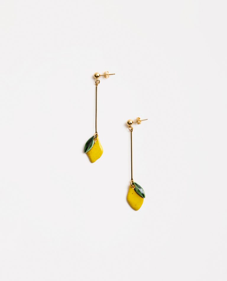 PENDIENTES LARGOS LIMÓN/HOJA