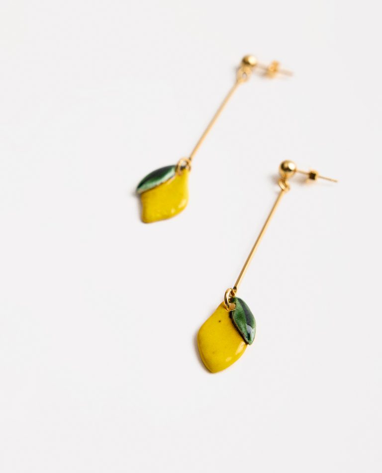 PENDIENTES LARGOS LIMÓN/HOJA