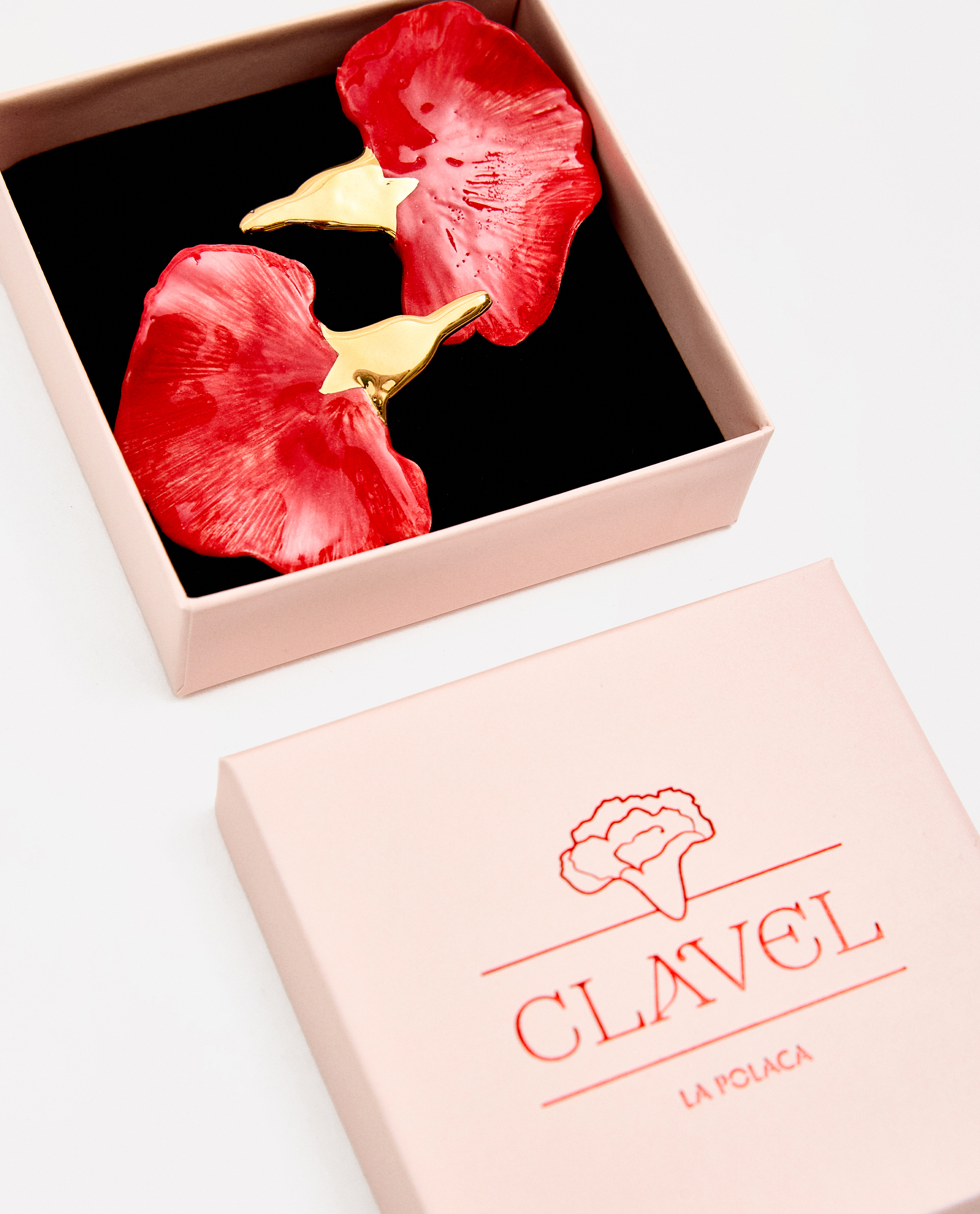 PENDIENTES CLAVEL ROJO & ORO