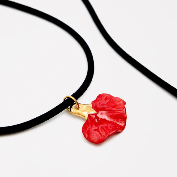 COLLAR CLAVEL ELÁSTICO ROJO & ORO