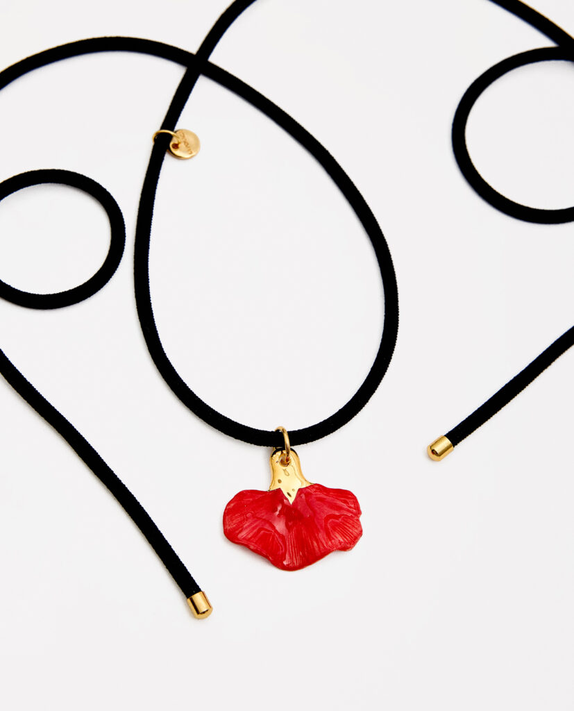 COLLAR CLAVEL ELÁSTICO ROJO & ORO