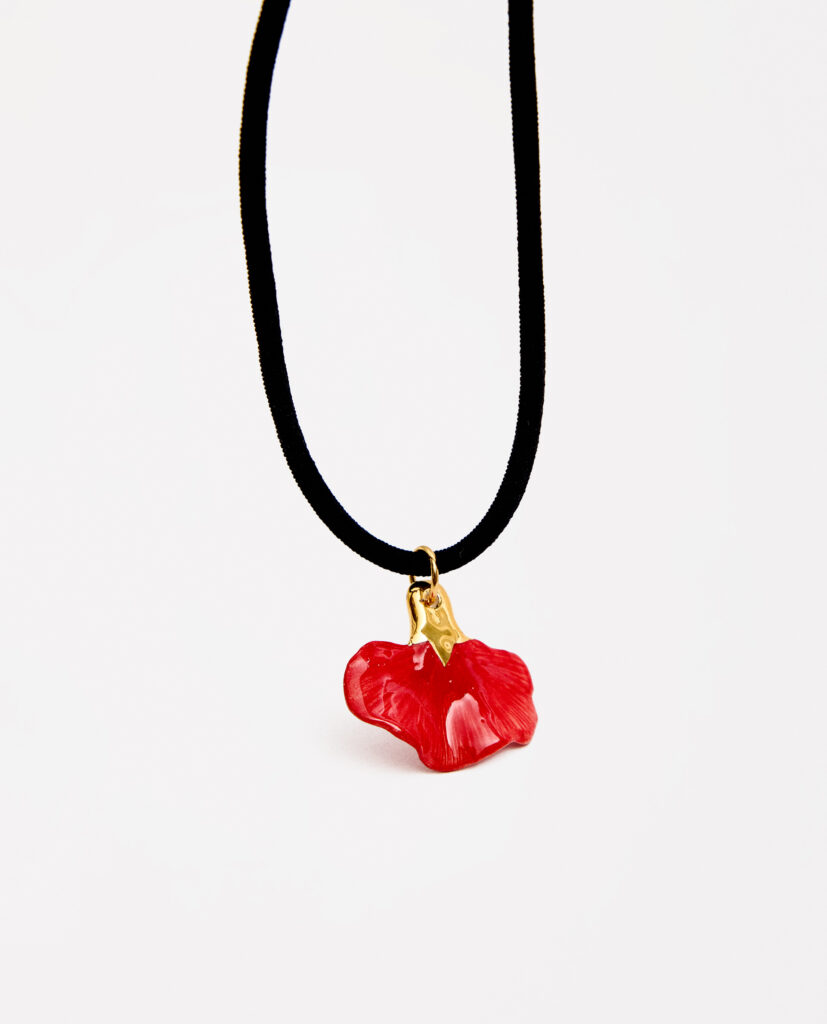 COLLAR CLAVEL ELÁSTICO ROJO & ORO